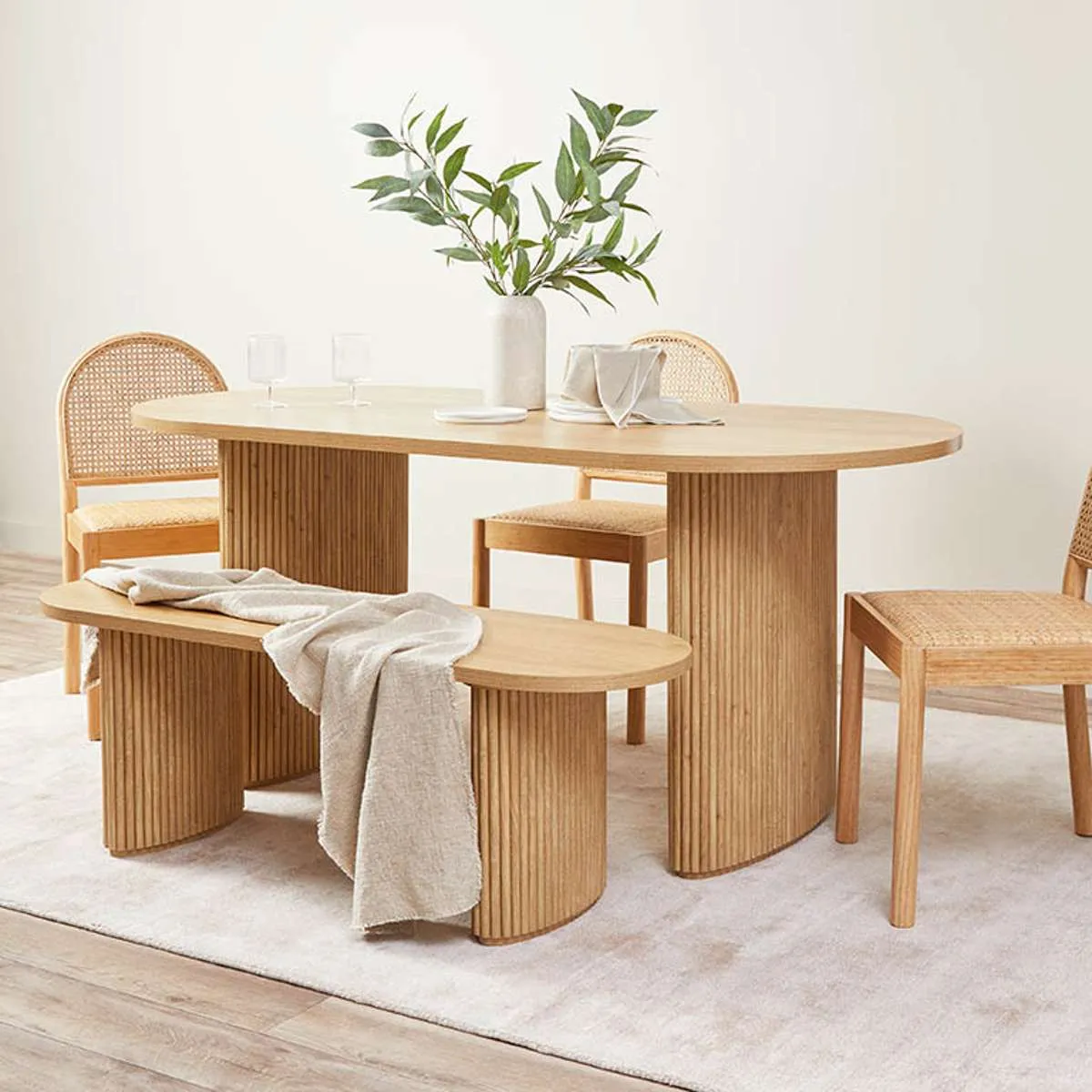 Amara Six Seater Dining Table - Natural Mocka