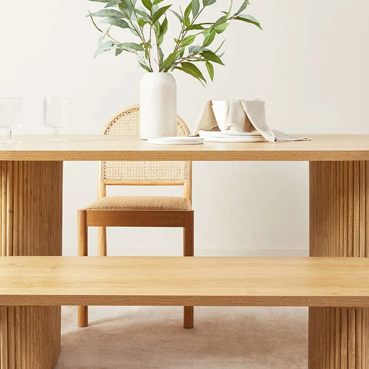 Amara Six Seater Dining Table - Natural Mocka