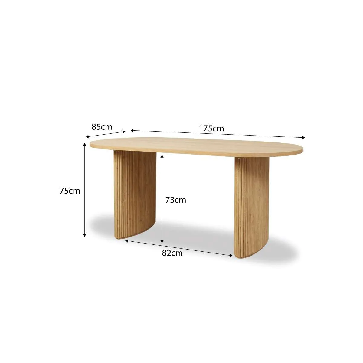 Amara Six Seater Dining Table - Natural Mocka