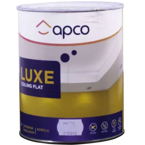 Apco Luxe Ceiling Paint Flat Acrylic White 1L