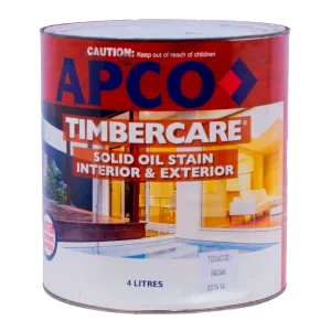 Apco Timbercare Solid Oil Stain Indian Tobacco 4L
