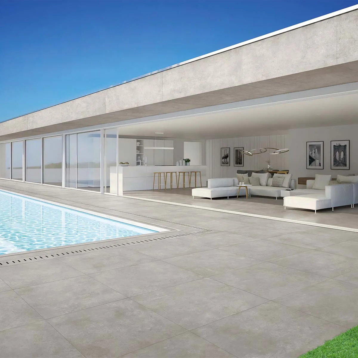 Cemento Light Grey 20mm Stone Effect Outdoor Porcelain Tile 90x90cm Matt