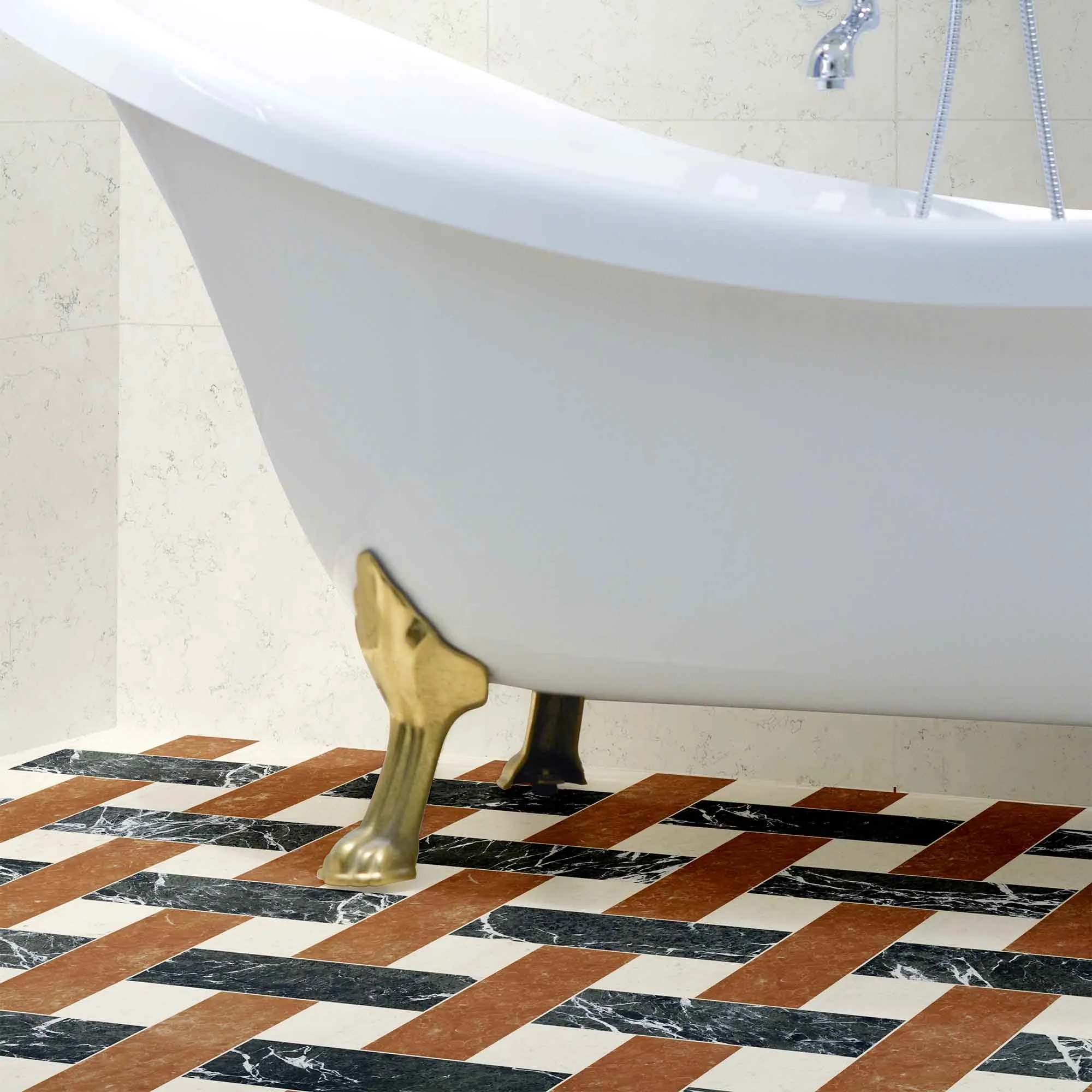 Chester Rosso Verona Marble Effect Porcelain Tile 10x30cm Matt