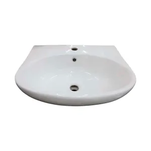 Claytan Pisces Wall Hung Basin 430 x 500mm 1Tap Hole White