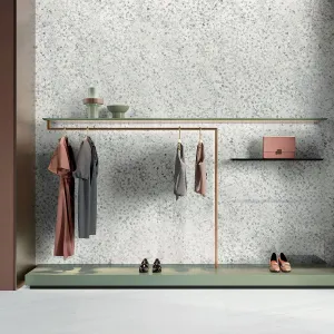 Deluxe Calacatta Cervaiole Terrazzo Effect Porcelain Tile 60x120cm Gloss