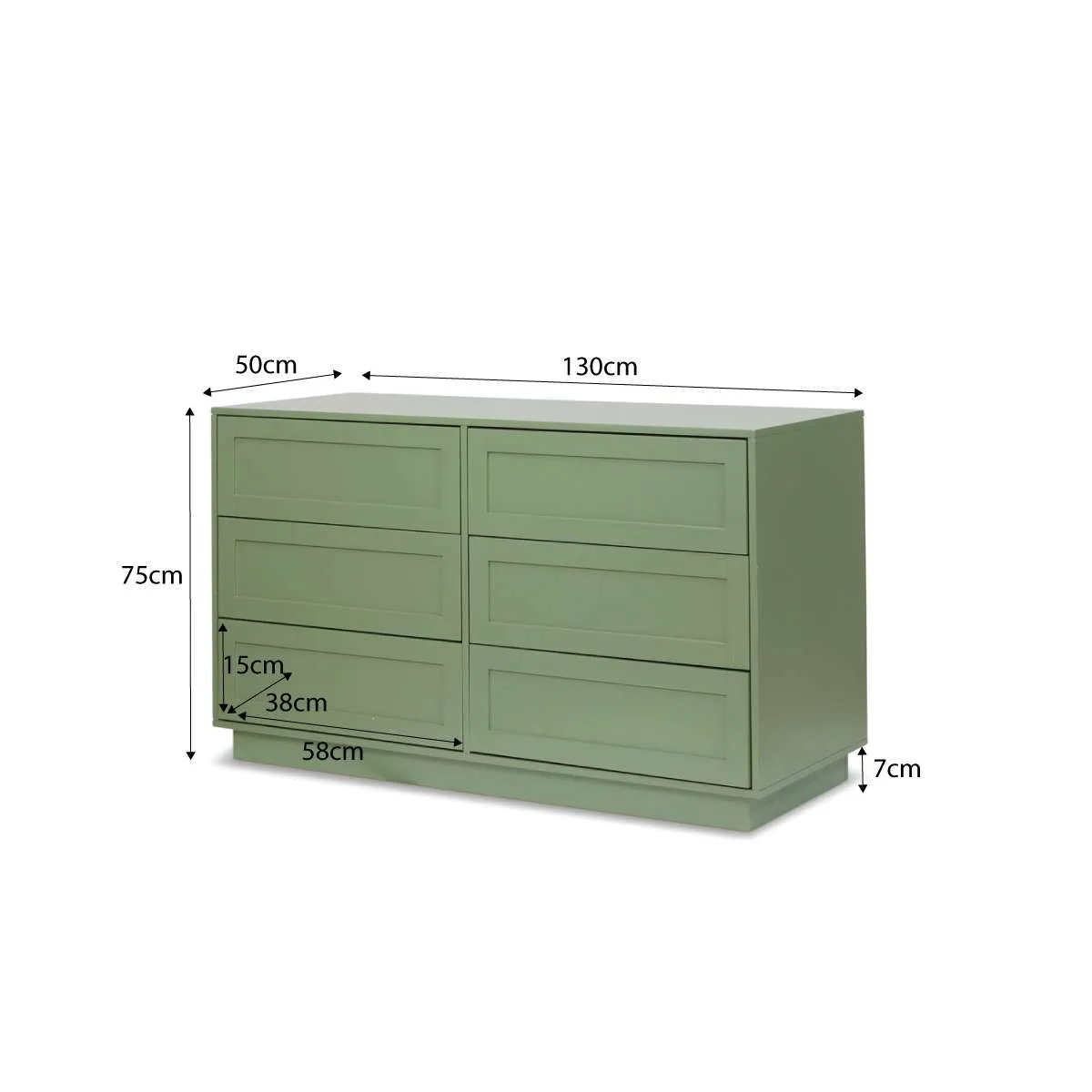 Eros Six Drawer - Sage Green Bundle Mocka