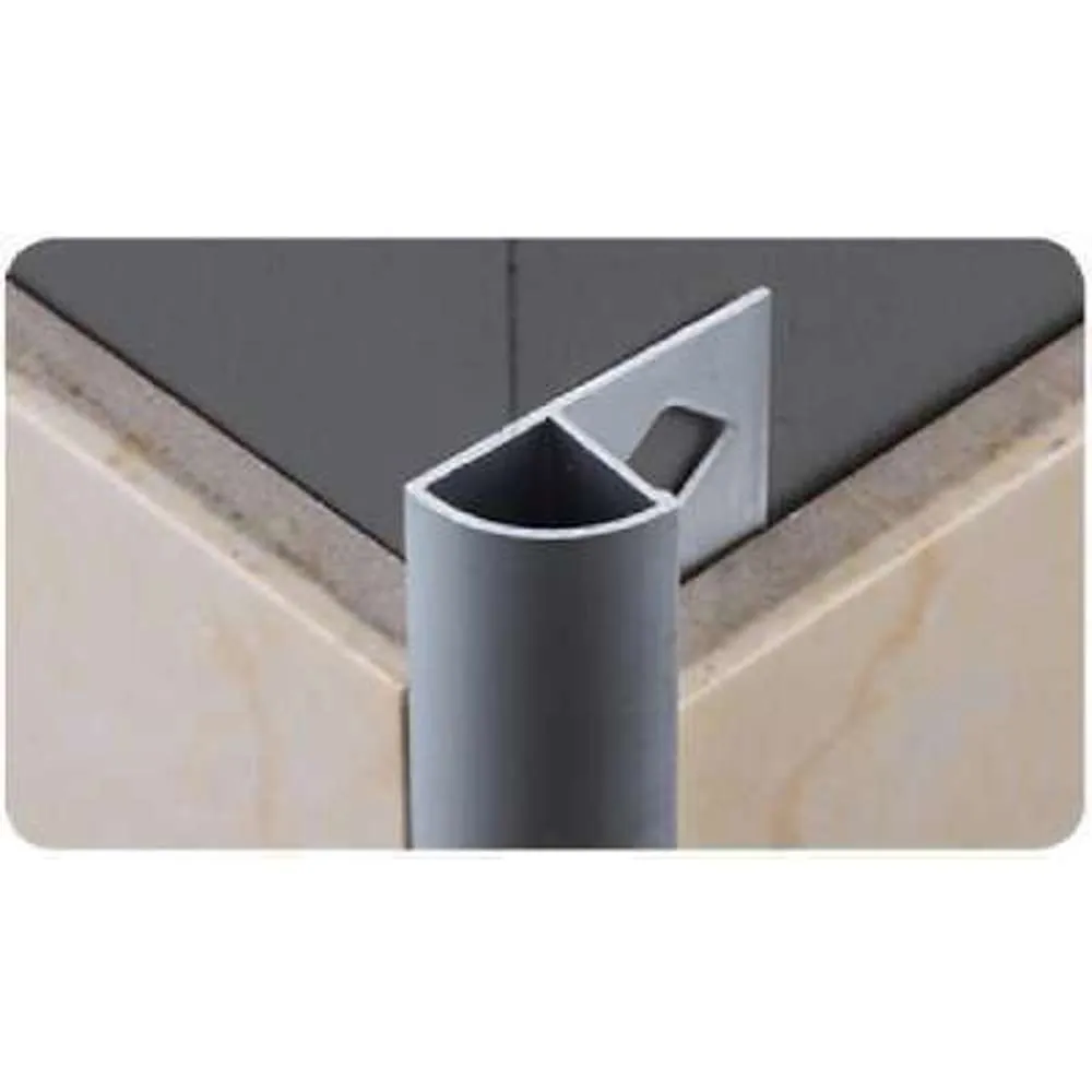 Evia Tile Trim 10mm x 2.5M Aluminium Round Edge Matte Silver
