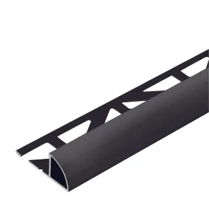 Evia Tile Trim 12.5mm x 2.5m Aluminium Round Edge Matte Black