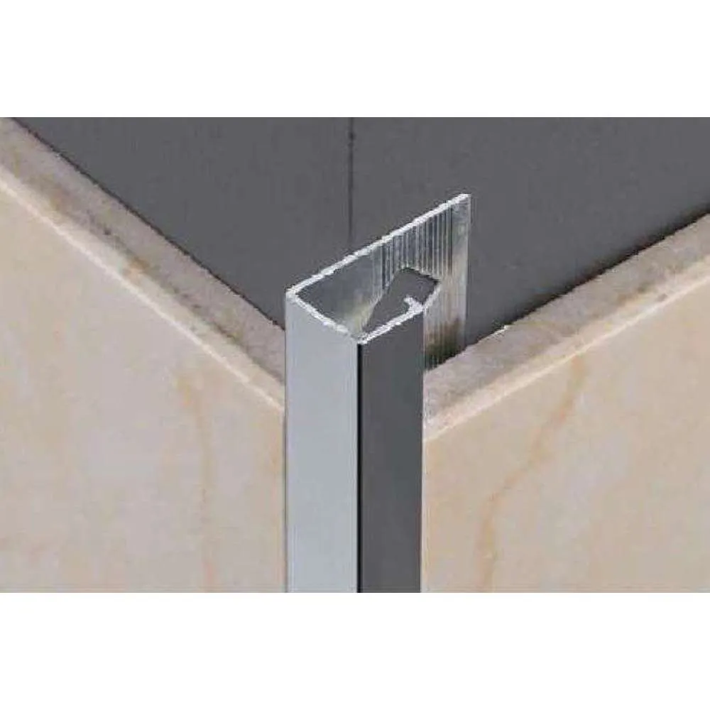Evia Tile Trim 12.5mm x 2.5M Aluminium Square Edge Bright Silver