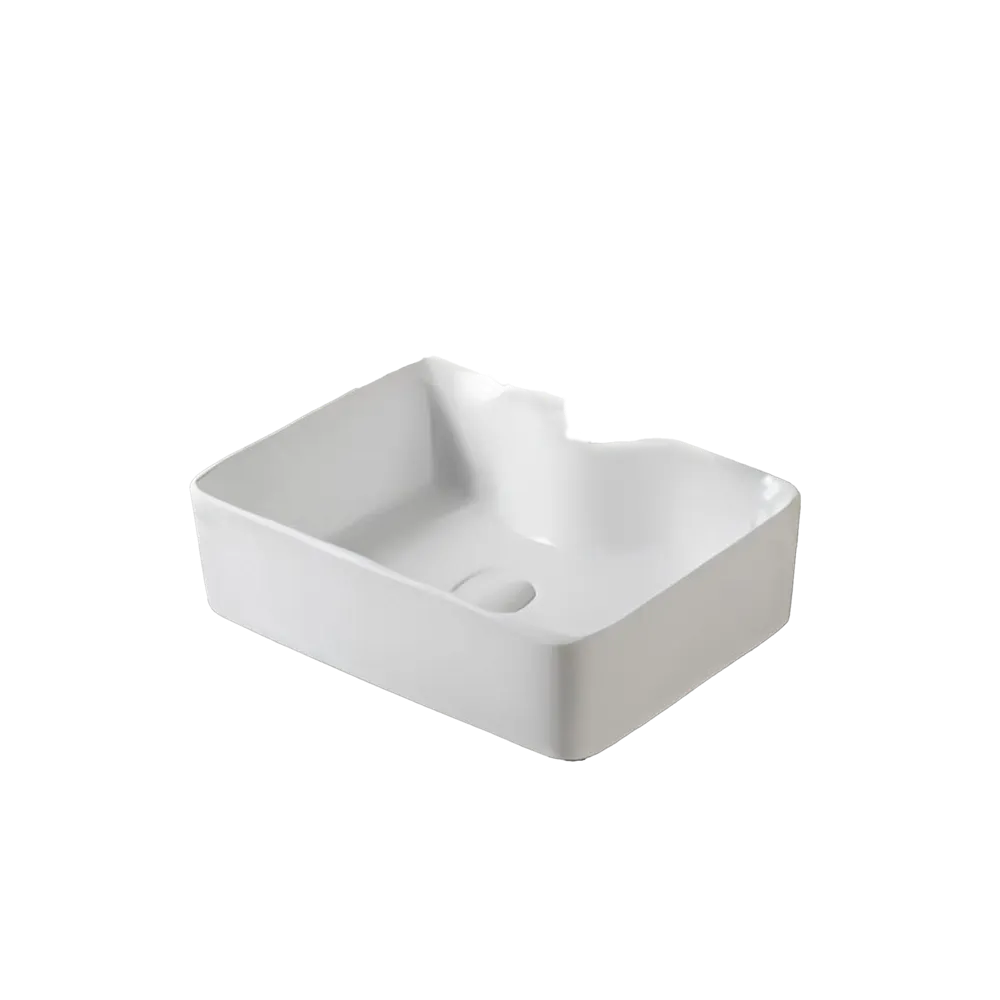 Inox Above Counter Rectangle Basin with Waste 500 x 390 x 135mm White
