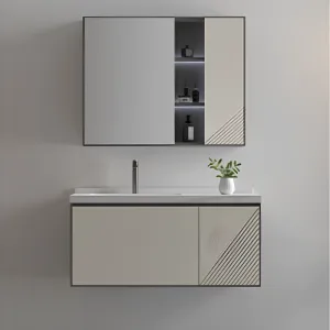Inox Trend Bath Cabinet with Mirror Ivory C: 1000 x 500 x 520mm M:950 x 140 x 750mm
