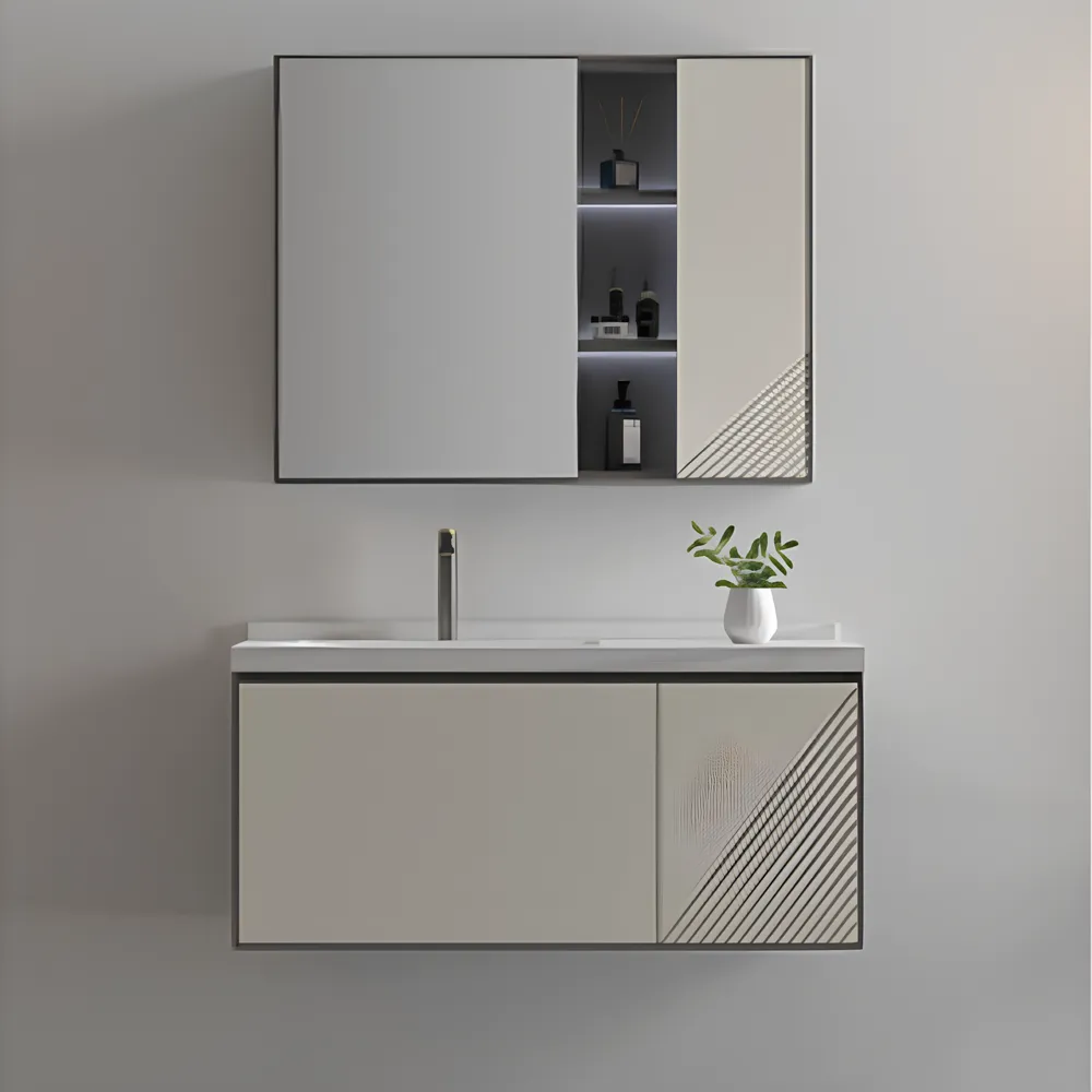Inox Trend Bath Cabinet with Mirror Ivory C: 1000 x 500 x 520mm M:950 x 140 x 750mm