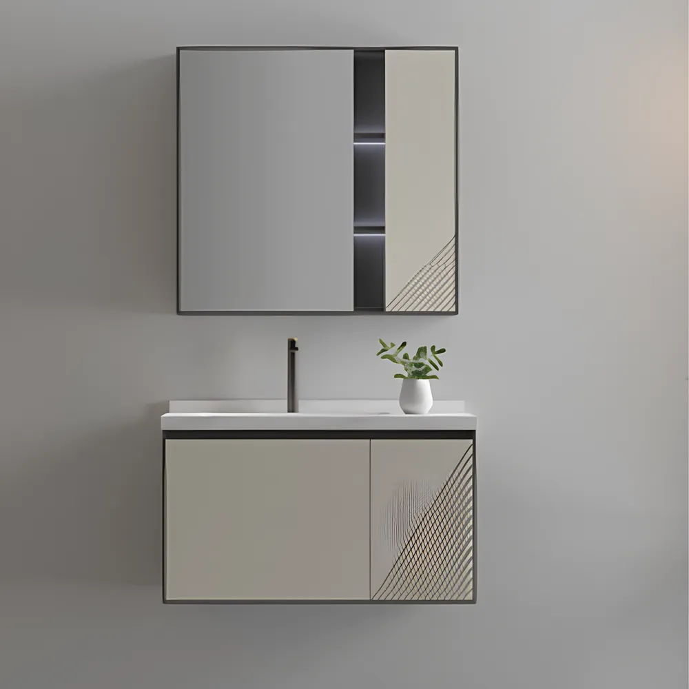Inox Trend Bath Cabinet with Mirror Ivory C: 800 x 500 x 520mm M:750 x 140 x 750mm