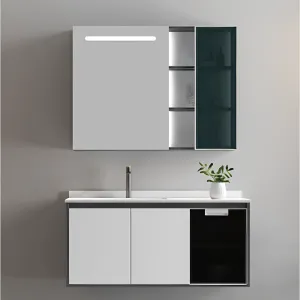 Inox Trend Bath Cabinet W/Mirror White C:1000 x 500 x 450mm M: 900 x 140 x 170