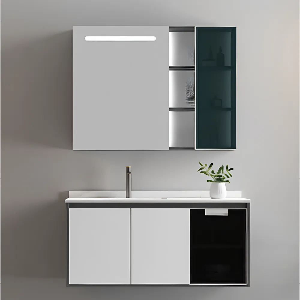 Inox Trend Bath Cabinet W/Mirror White C:1000 x 500 x 450mm M: 900 x 140 x 170