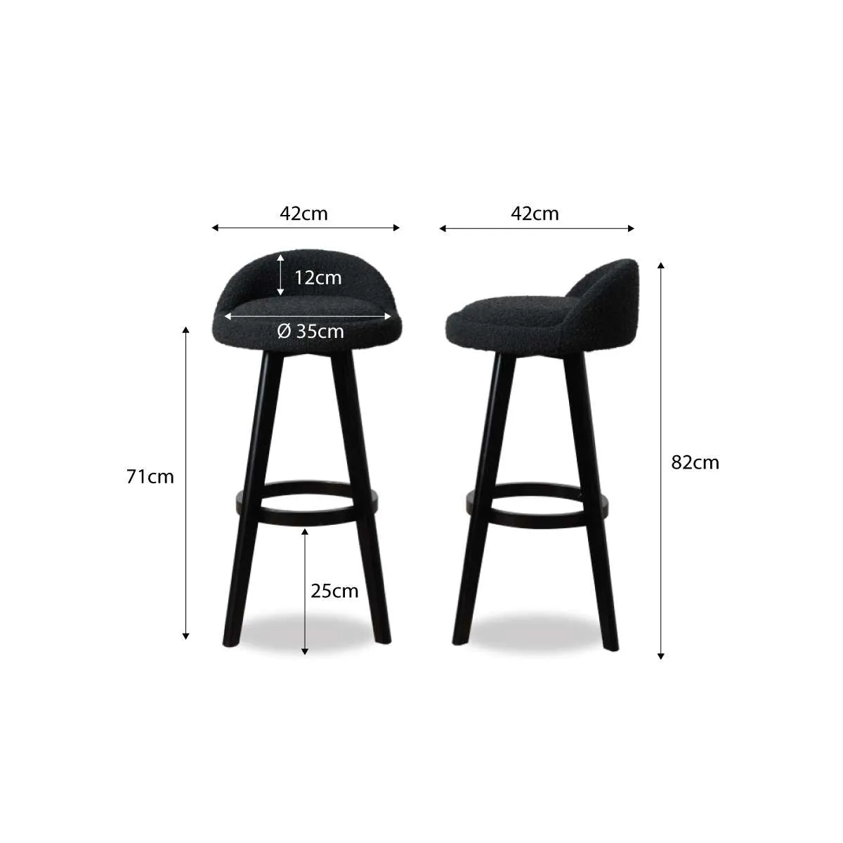 Jamie Bar Stool - Black Set of Four Bundle Mocka