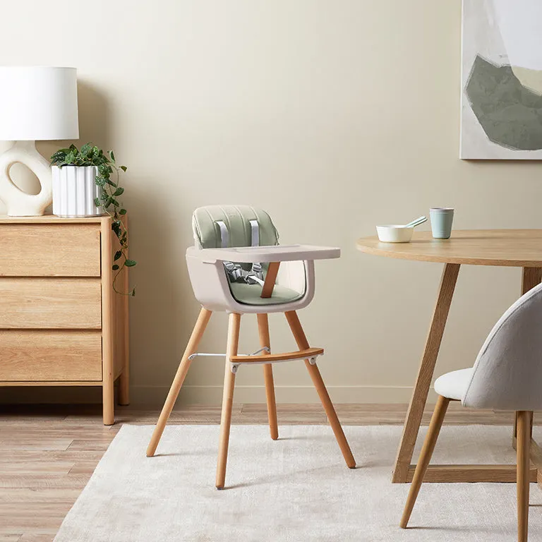 Jenson Natural Highchair - Sage Green Mocka