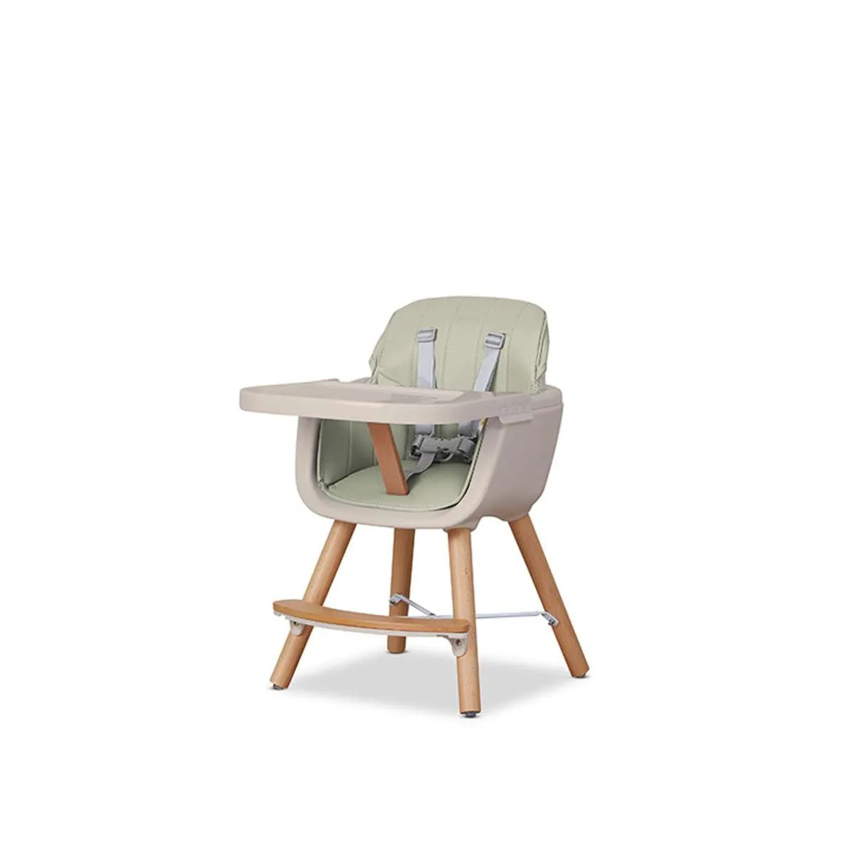 Jenson Natural Highchair - Sage Green Mocka