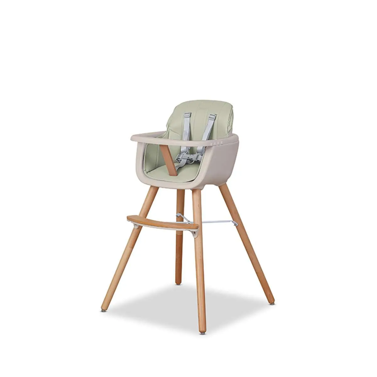 Jenson Natural Highchair - Sage Green Mocka