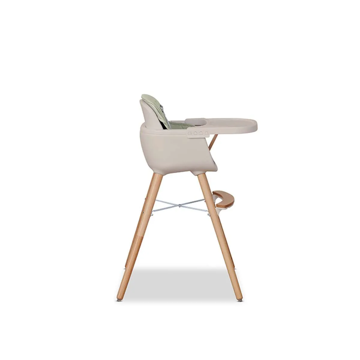 Jenson Natural Highchair - Sage Green Mocka