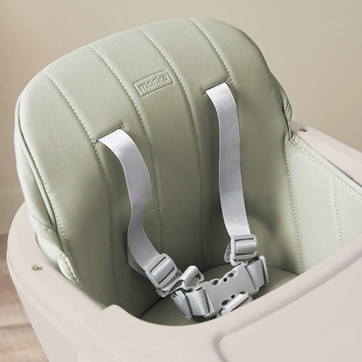 Jenson Natural Highchair - Sage Green Mocka