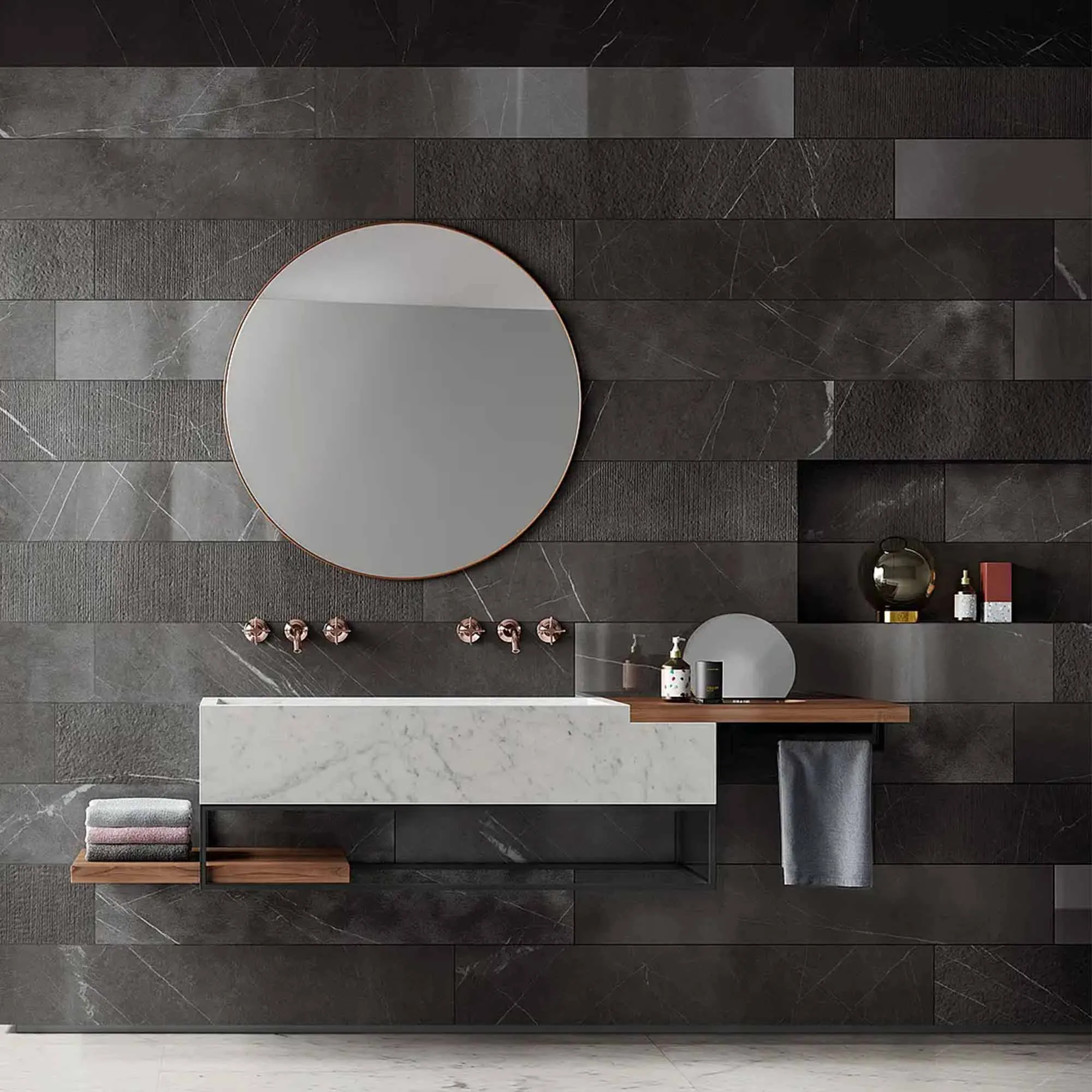 Lux Experience Pietra Grey Listello Mix Porcelain Tile Set 20x120cm