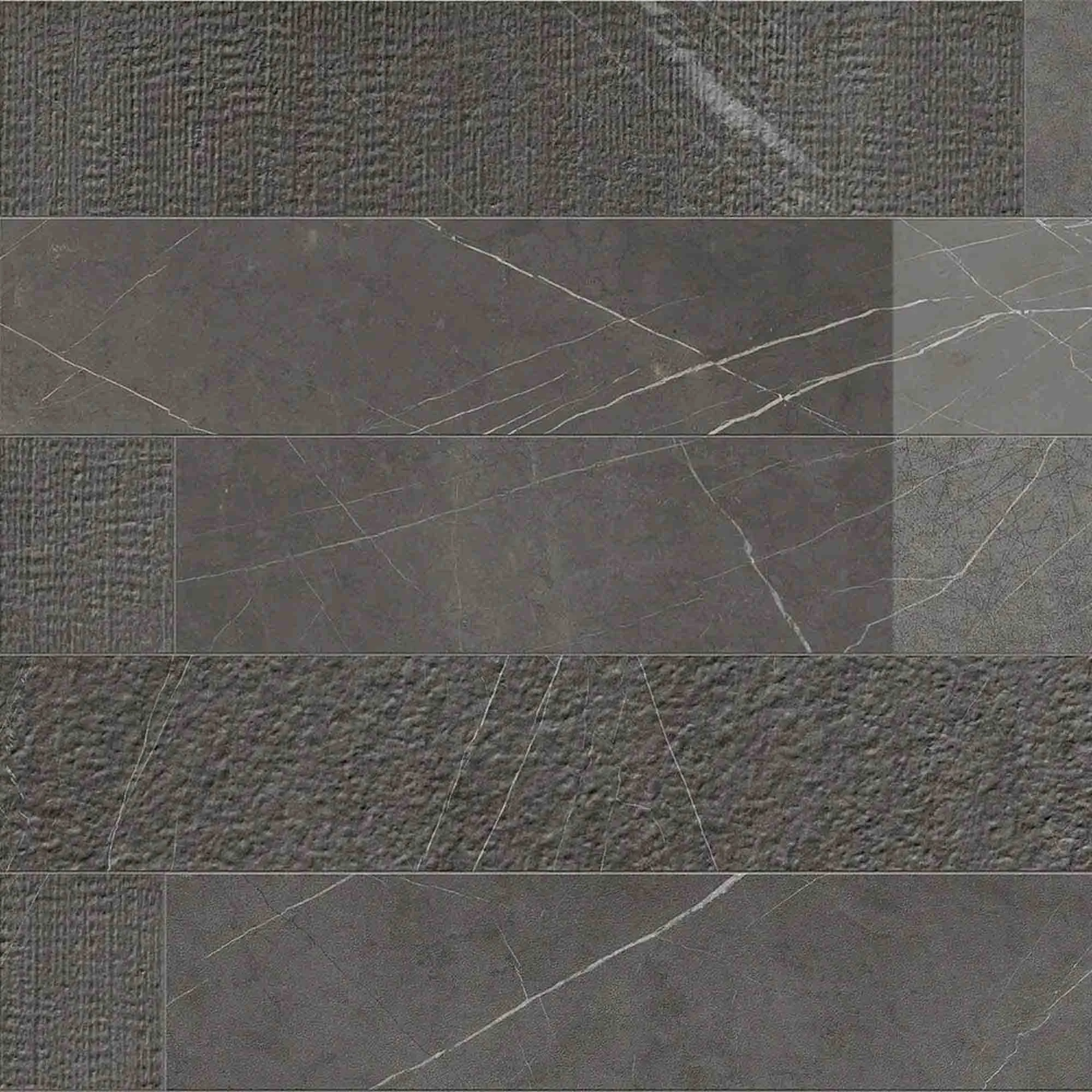 Lux Experience Pietra Grey Listello Mix Porcelain Tile Set 20x120cm