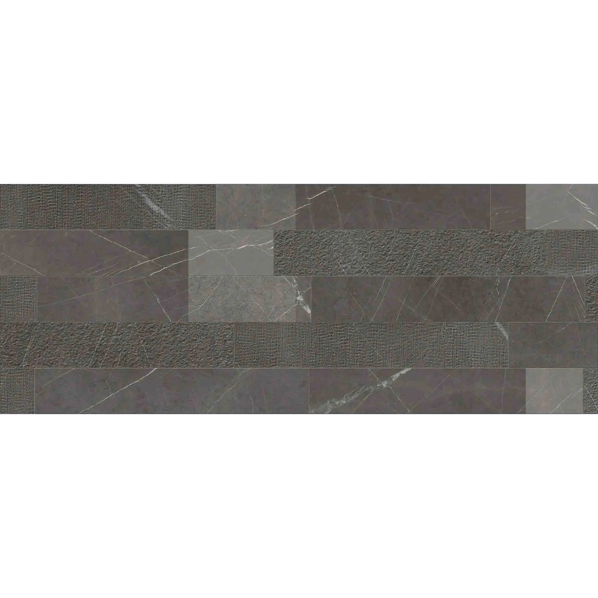 Lux Experience Pietra Grey Listello Mix Porcelain Tile Set 20x120cm