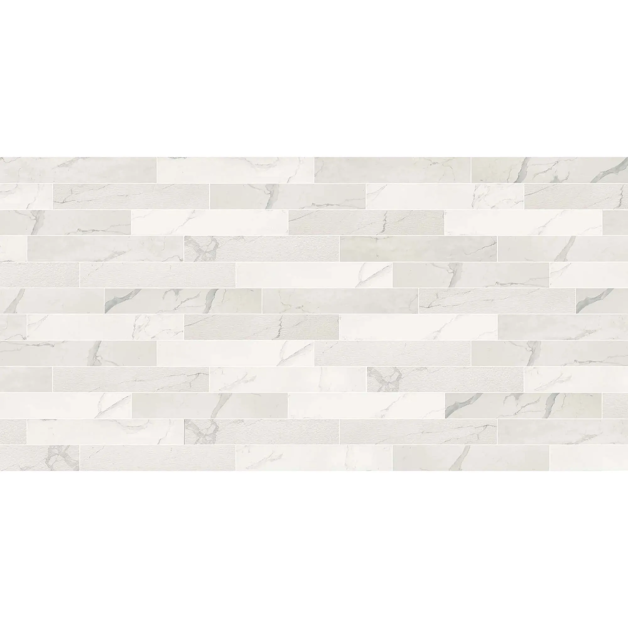 Marble Experience Statuario Lux Listello Mix Porcelain Tile Set 20x120cm