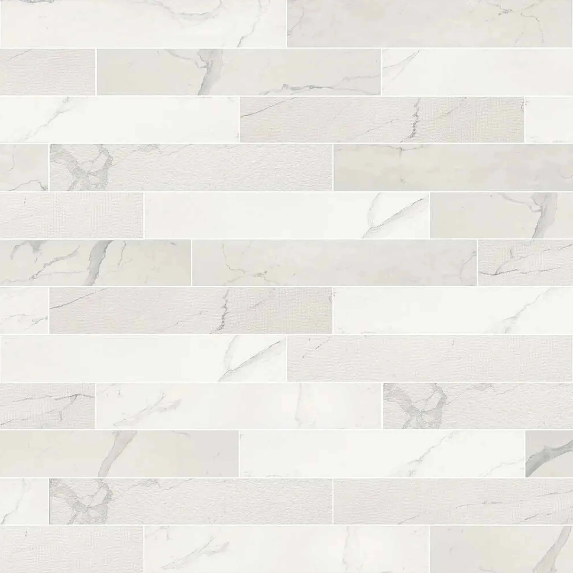 Marble Experience Statuario Lux Listello Mix Porcelain Tile Set 20x120cm