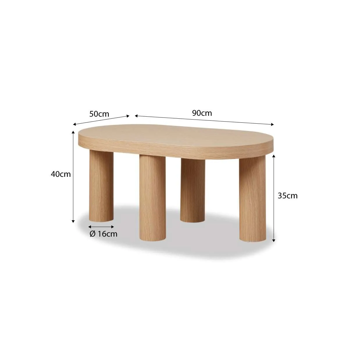 Millie Oval Coffee Table Mocka