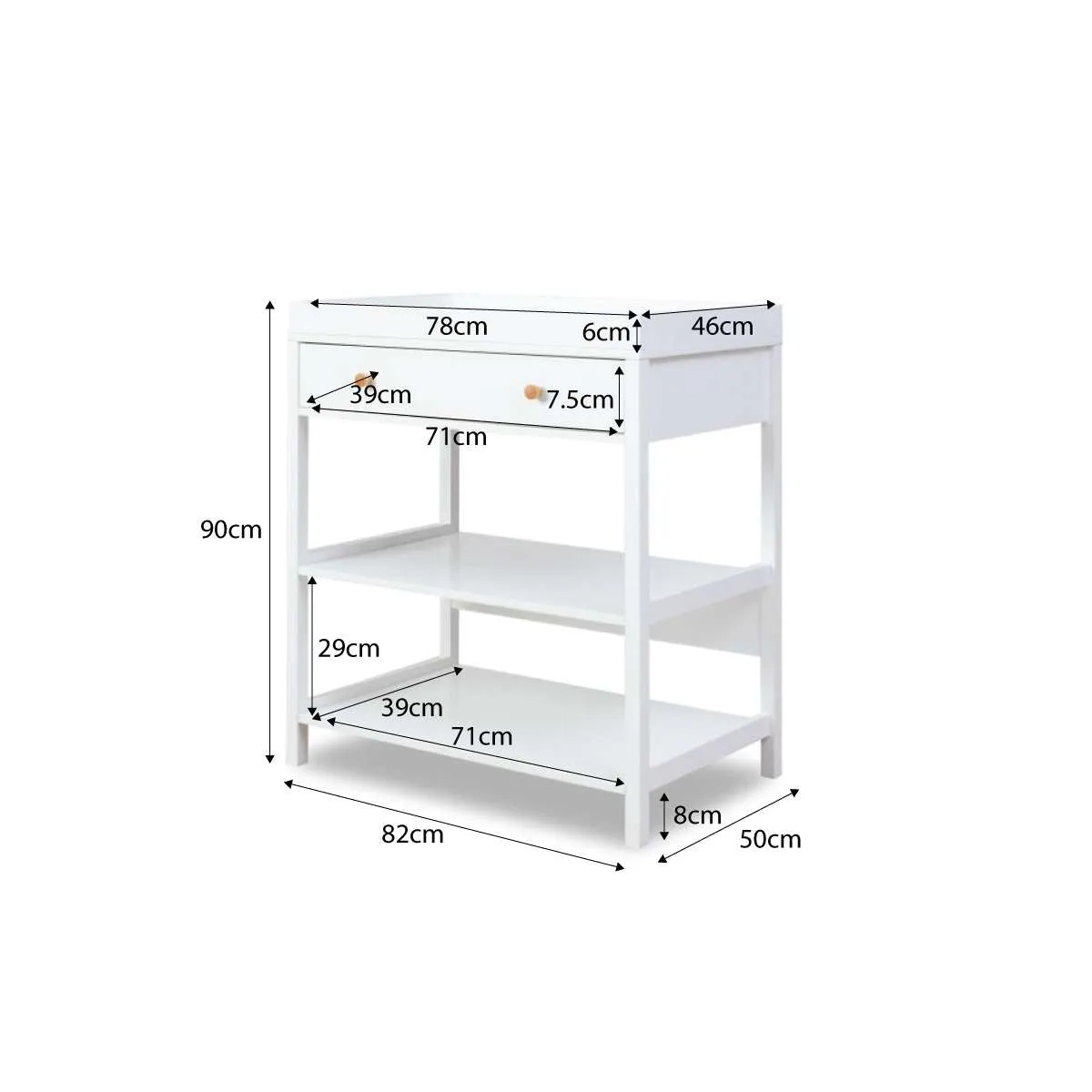 Mocka Change Table With Removable Top - White Mocka