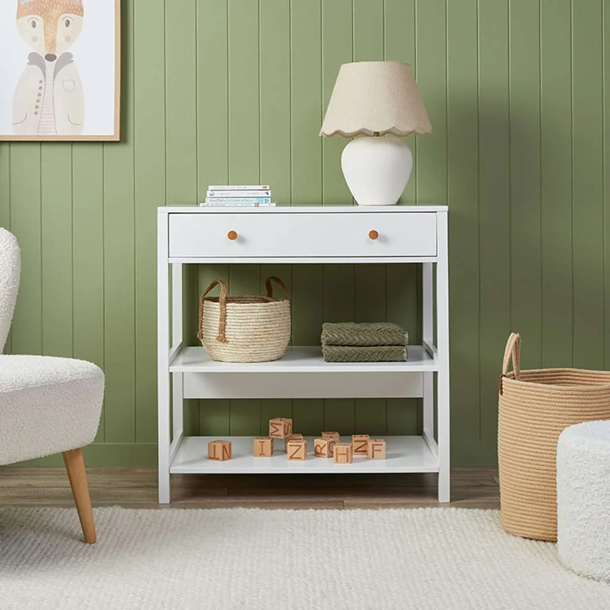 Mocka Change Table With Removable Top - White Mocka