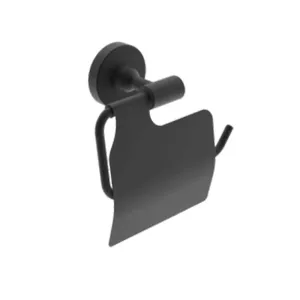 Neptune II Toilet Paper Holder with Cover Matt Black 55 x 58mm