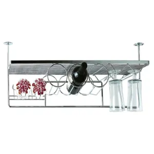Nova Bottle & Glass Holder L900 x W300 x H385mm Chrome