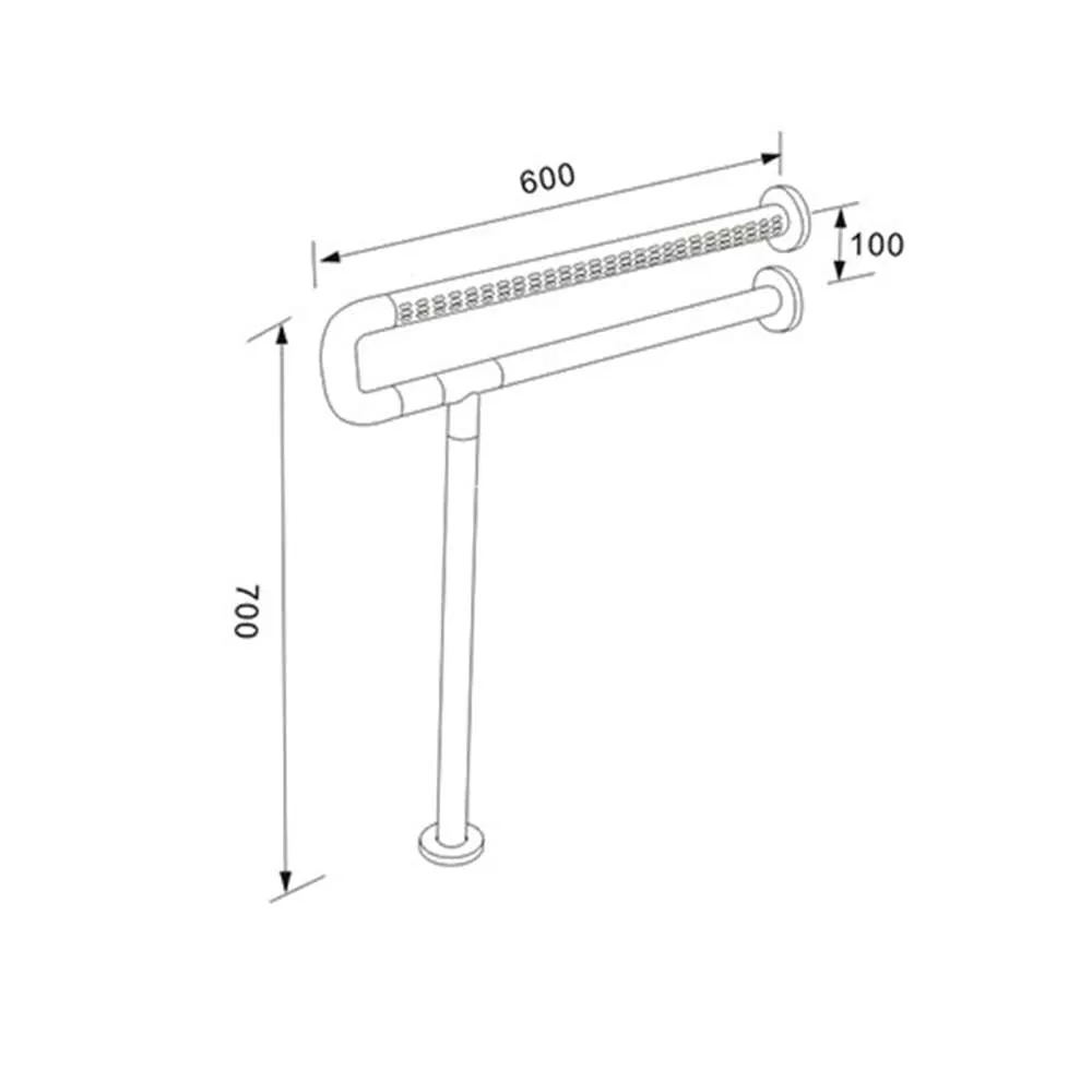 Pakai Antibaterial Wall Mount U-Bar with Floor Anchoring  600 x 700 x 35mm White