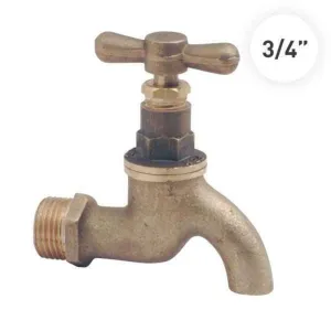 Pex Bibcock 3/4" Round Nose Brass