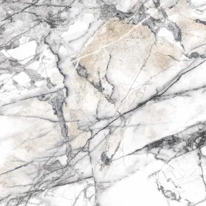 Premiere White 4D Shaped Marble Effect Porcelain Tile 100x100cm Matt