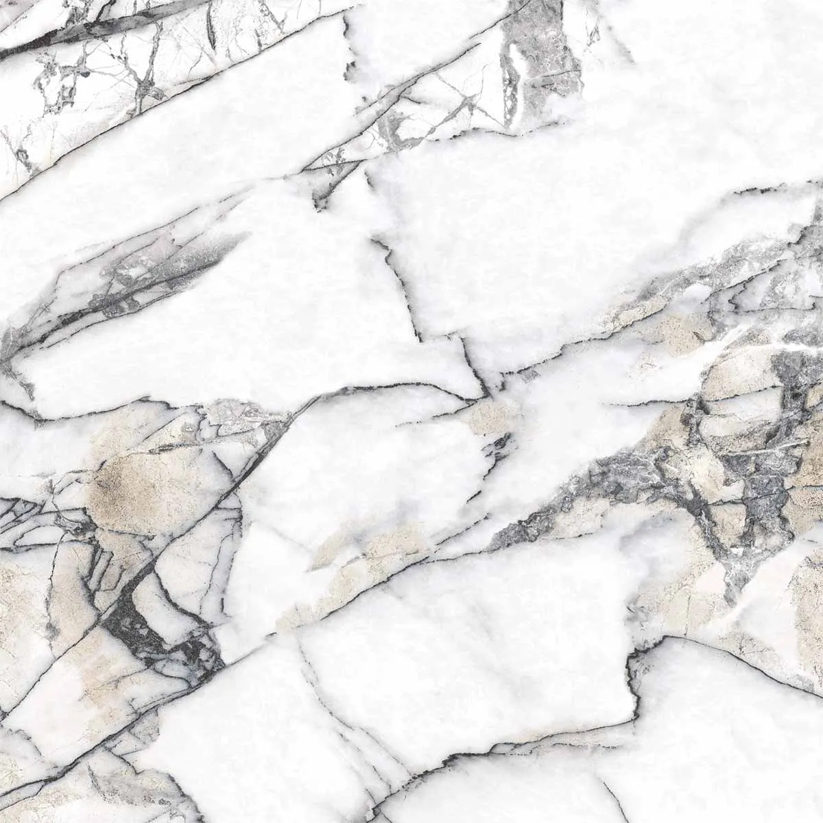 Premiere White 4D Shaped Marble Effect Porcelain Tile 100x100cm Matt