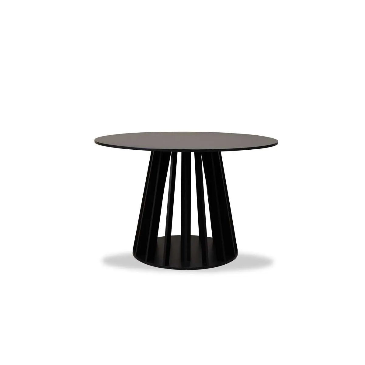 Rune Four Seater Slatted Round Dining Table - Black Mocka