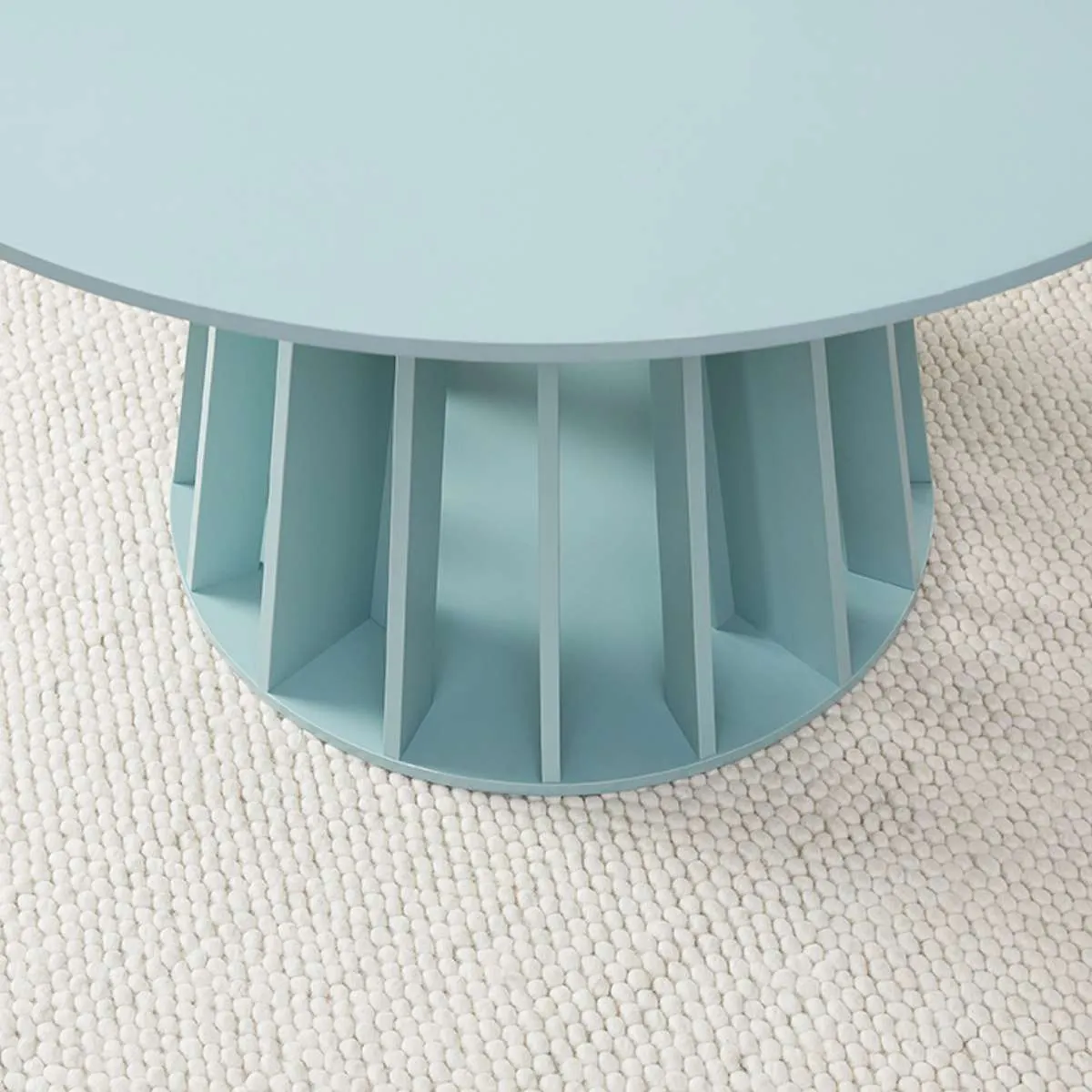 Rune Four Seater Slatted Round Dining Table - Sage Mocka