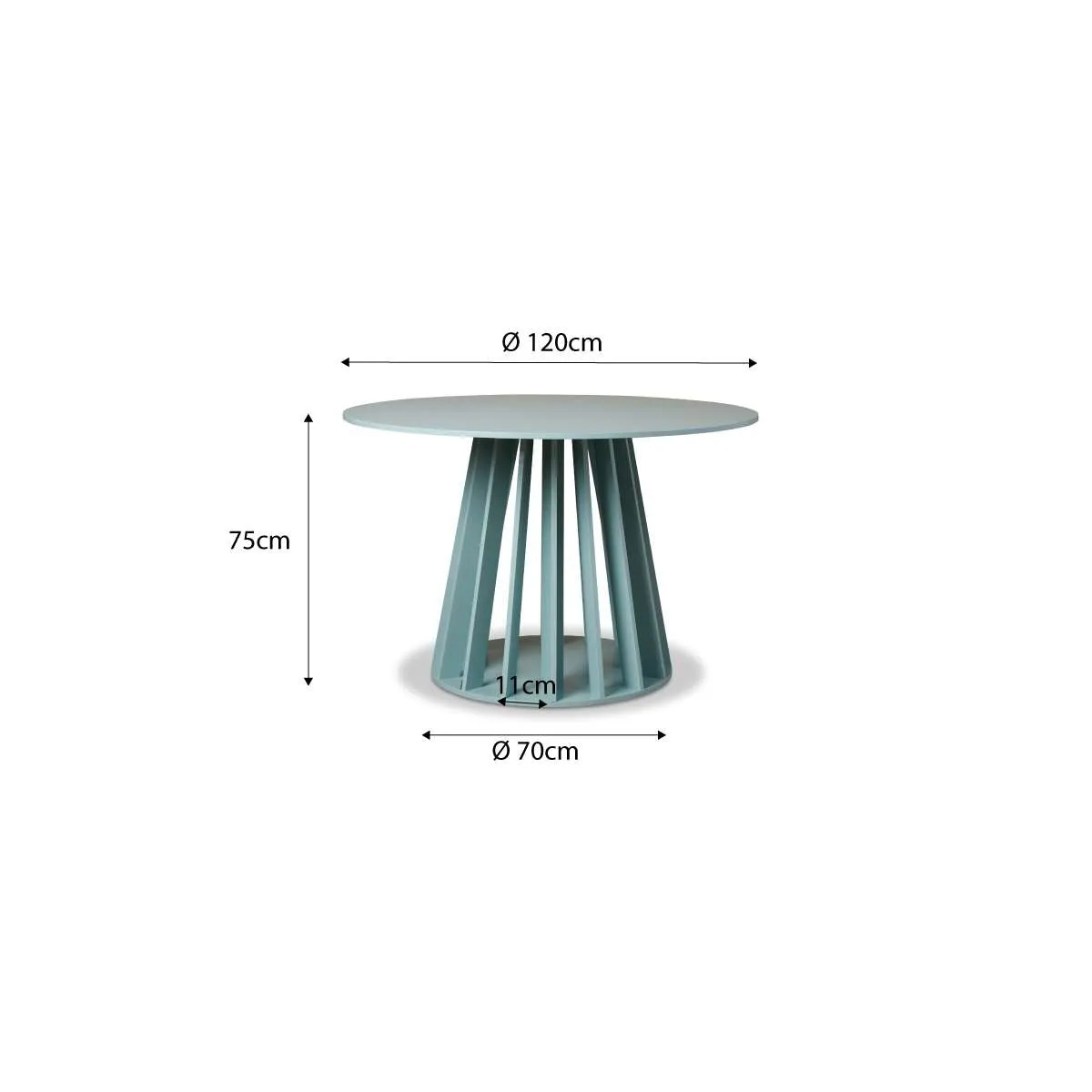 Rune Four Seater Slatted Round Dining Table - Sage Mocka