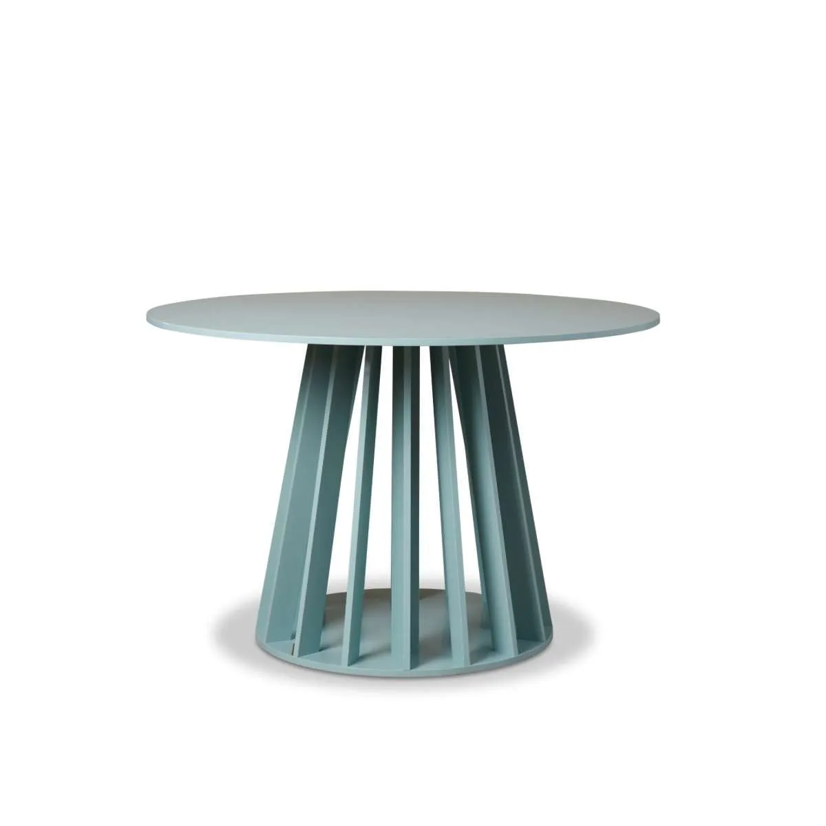 Rune Four Seater Slatted Round Dining Table - Sage Mocka