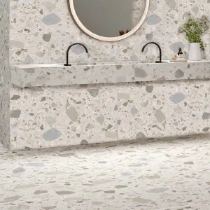 Zaragoza Pearl Terrazzo Stone Effect Porcelain Tile 59x120cm Matt