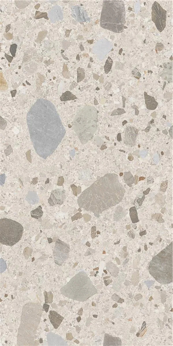 Zaragoza Pearl Terrazzo Stone Effect Porcelain Tile 59x120cm Matt