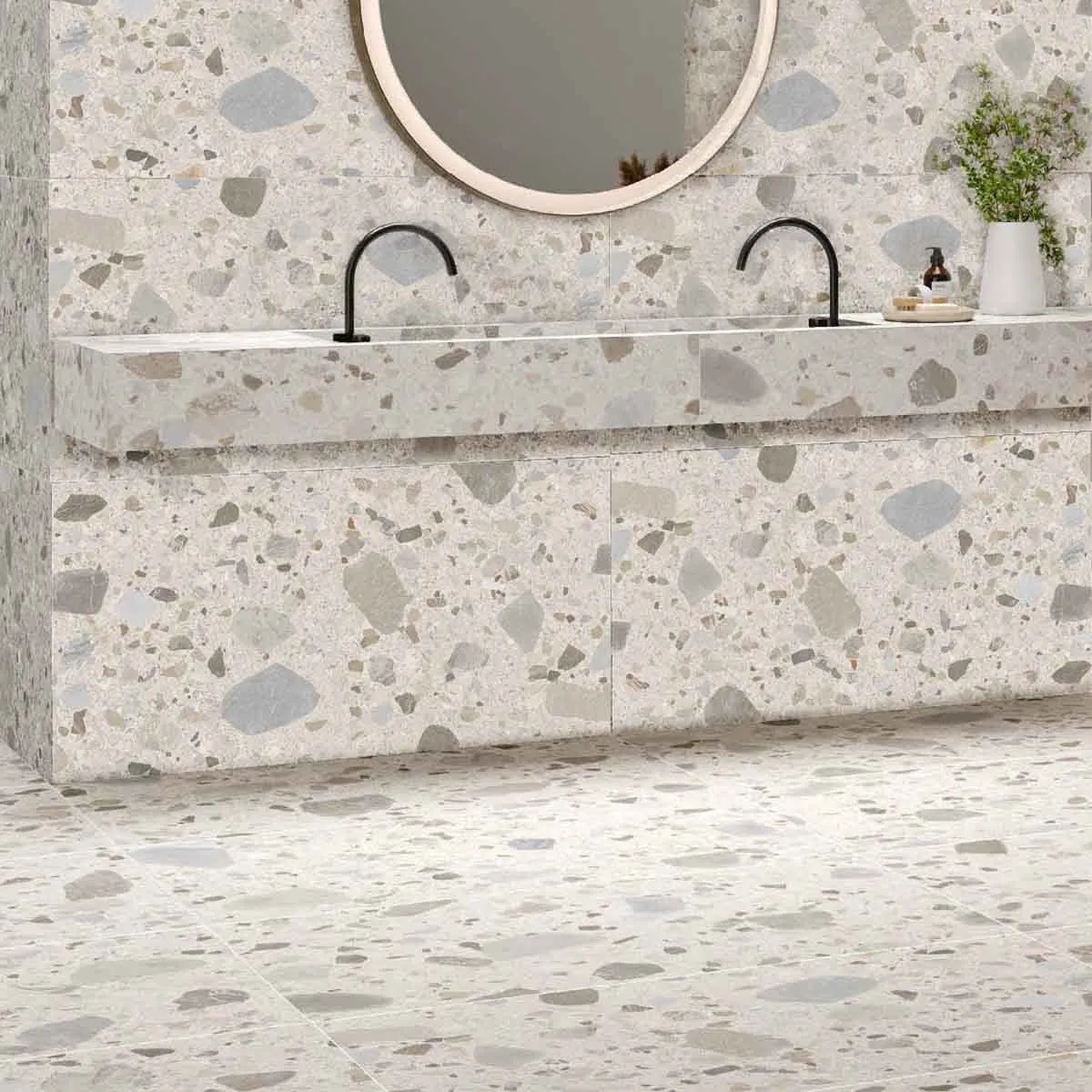 Zaragoza Pearl Terrazzo Stone Effect Porcelain Tile 59x120cm Matt